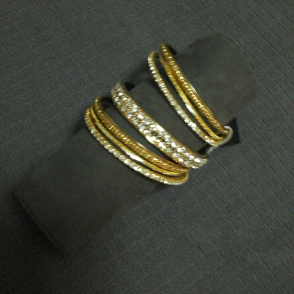 BEBÉ GOLDEN RHINESTONE PRINCESS BANGLES. - Picture 3 of 3